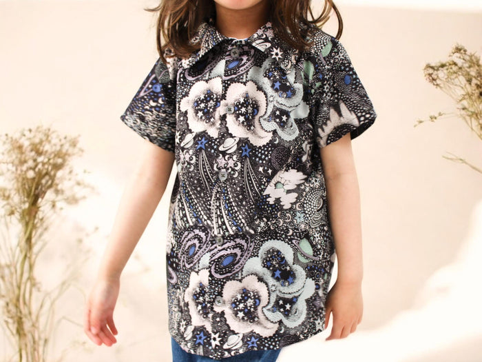 Liberty London Short Sleeve Boy Shirt: Floral Print, Button-Up