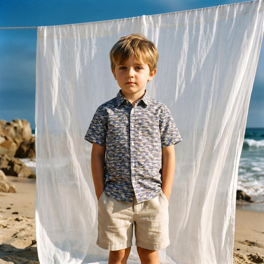 Liberty London Short-sleeved Button-up Shirt, Handmade Botanical Cotton Chemise, Sustainable Personalised Clothing, Customised Children-wear
