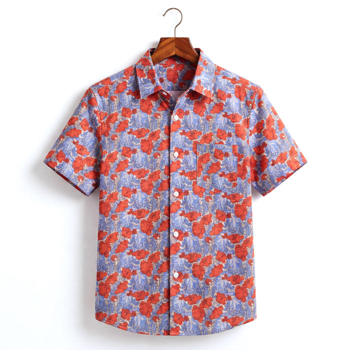 Liberty London Short-sleeved Button-up Shirt, Handmade Botanical Cotton Chemise, Sustainable Personalised Clothing, Customised Childrenwear