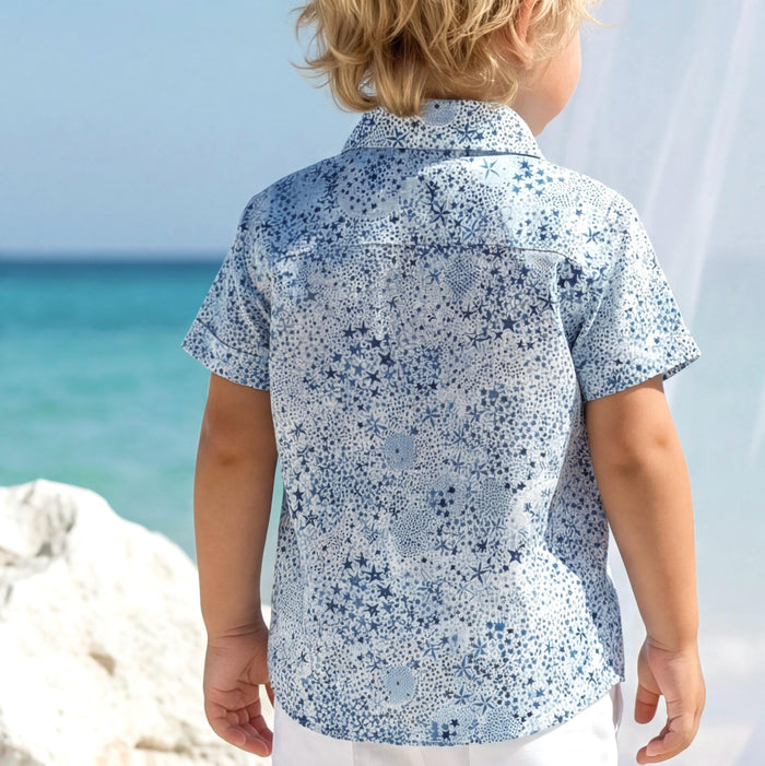 Liberty London Short-sleeved Button-up Shirt, Handmade Botanical Cotton Chemise, Sustainable Personalised Clothing, Customised Children-wear
