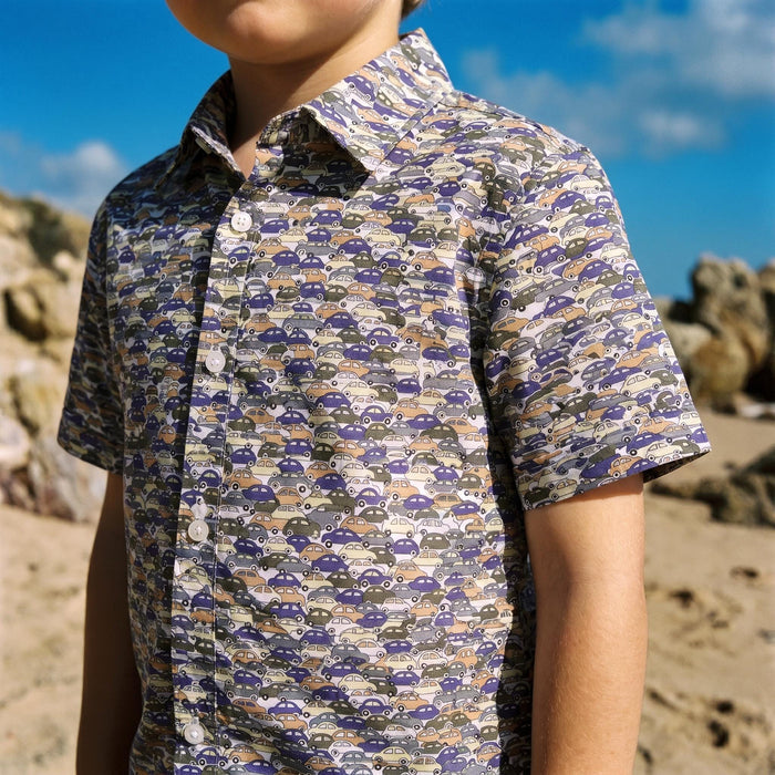Liberty London Short-sleeved Button-up Shirt, Handmade Botanical Cotton Chemise, Sustainable Personalised Clothing, Customised Children-wear