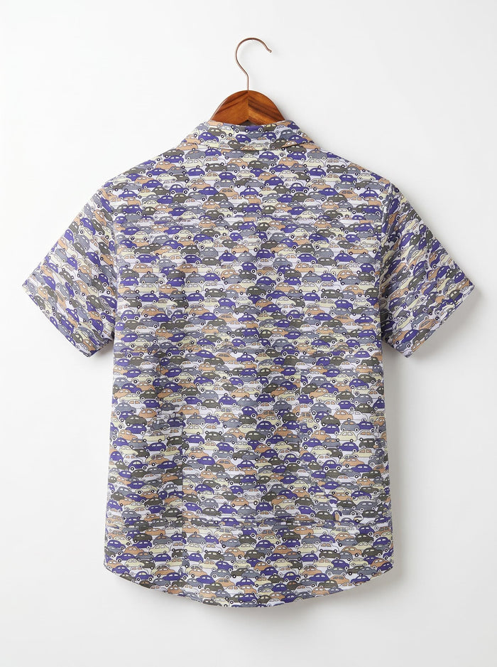 Liberty London Short-sleeved Button-up Shirt, Handmade Botanical Cotton Chemise, Sustainable Personalised Clothing, Customised Children-wear