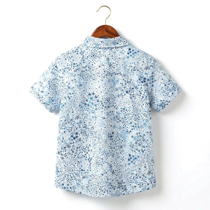 Liberty London Short-sleeved Button-up Shirt, Handmade Botanical Cotton Chemise, Sustainable Personalised Clothing, Customised Children-wear