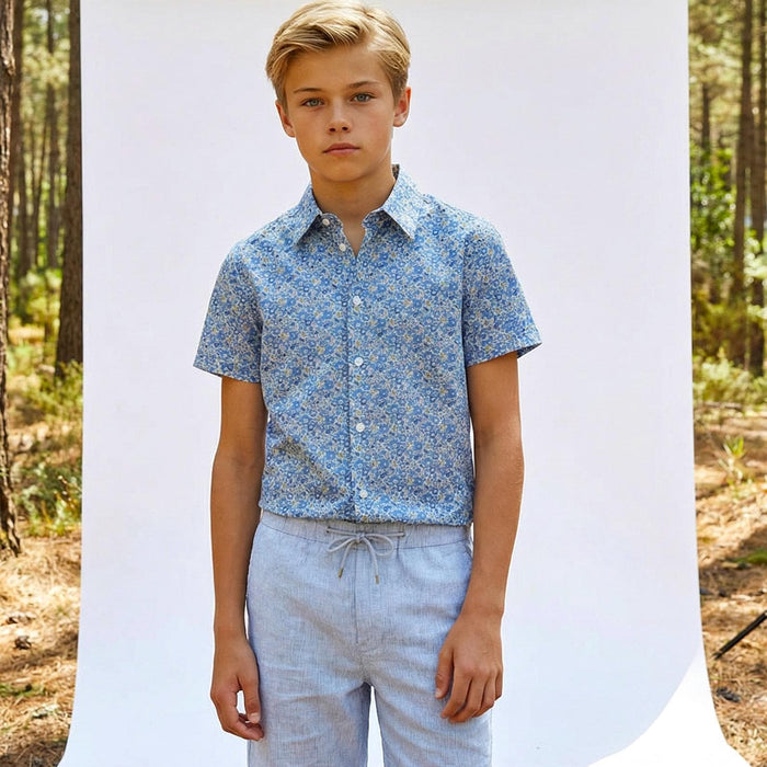 Liberty London Short-sleeved Button-up Shirt, Handmade Cotton Chemise, Lightweight Minimalist Top, Sustainable Personalised Clothing