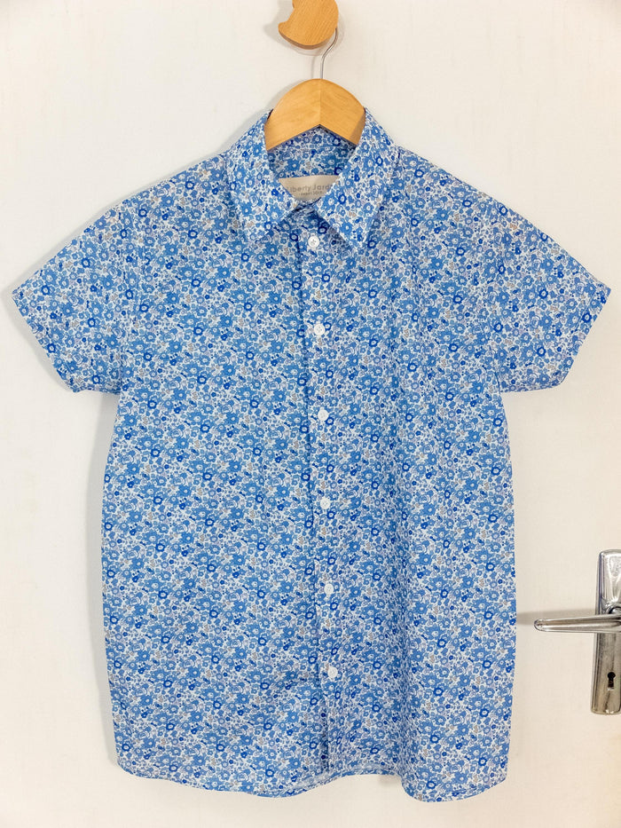 Liberty London Short-sleeved Button-up Shirt, Handmade Cotton Chemise, Lightweight Minimalist Top, Sustainable Personalised Clothing
