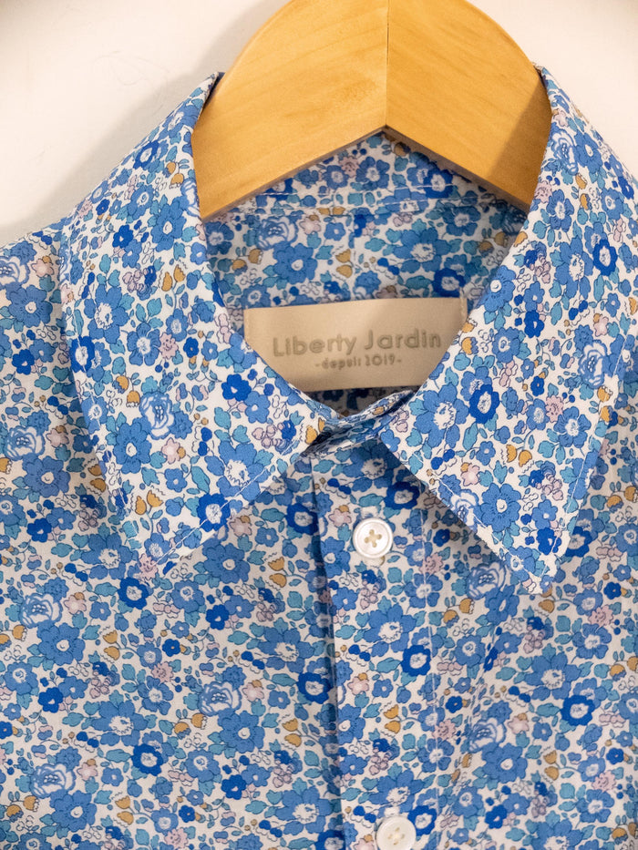 Liberty London Short-sleeved Button-up Shirt, Handmade Cotton Chemise, Lightweight Minimalist Top, Sustainable Personalised Clothing