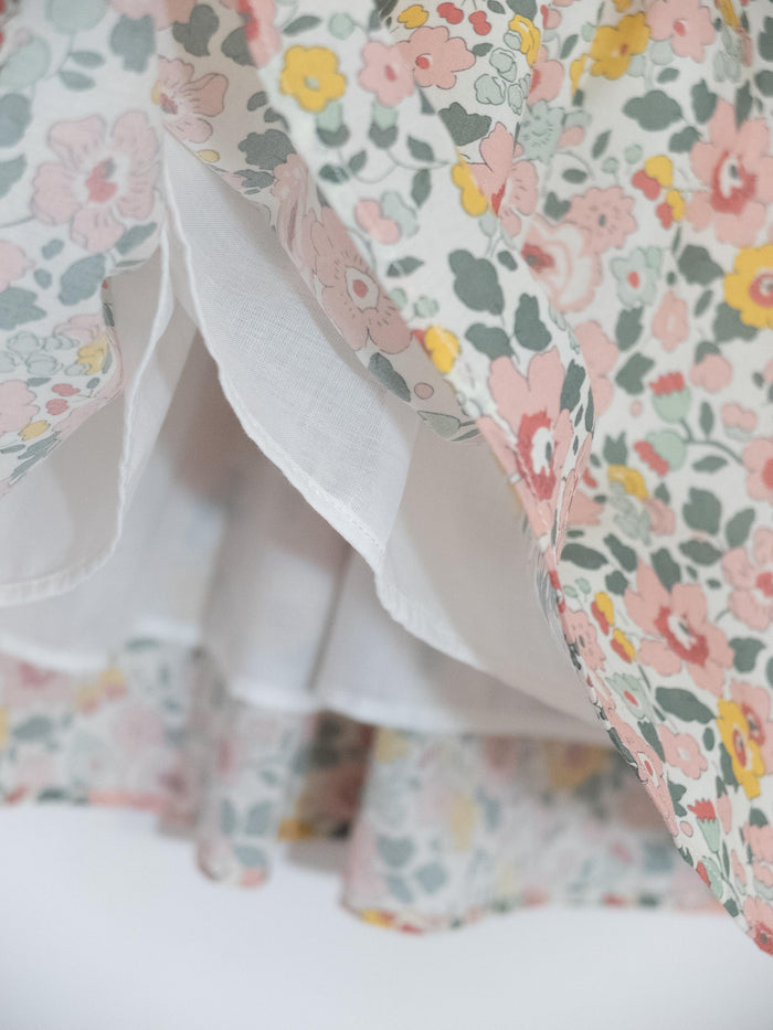 Liberty London Short-sleeved Peter-Pan Collared Dress, Handmade Sustainable Clothing, Ditsy Floral-print Eco-friendly Children Outfit