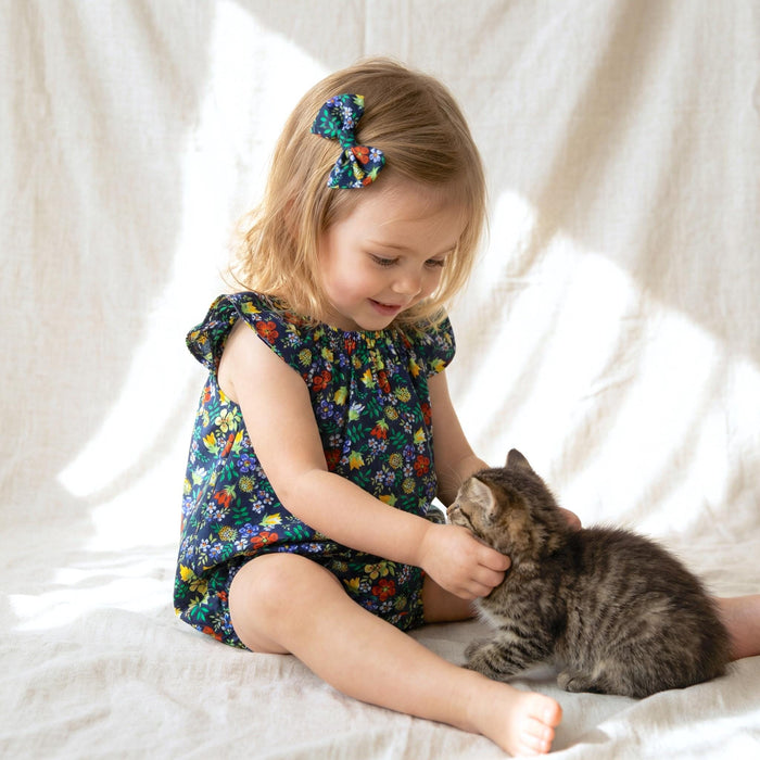Liberty London Sleeveless Bubble Romper, Handmade Cotton Children-wear, Floral-Print Sunsuit, Sustainable Eco-friendly Personalised Clothing