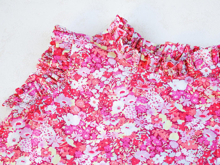 Liberty London Sleeveless Flutter Ruffle Collared Top, Handmade Children-wear, Sustainable Clothing, Floral Print Blouse