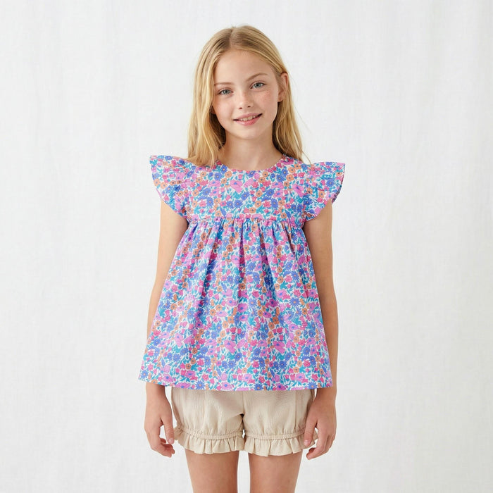 Liberty London Sleeveless Smock Blouse, Handmade Floral-Print Children-wear, Personalised Clothing, Lightweight Breathable Cotton Top