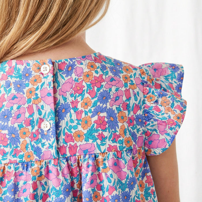 Liberty London Sleeveless Smock Blouse, Handmade Floral-Print Children-wear, Personalised Clothing, Lightweight Breathable Cotton Top