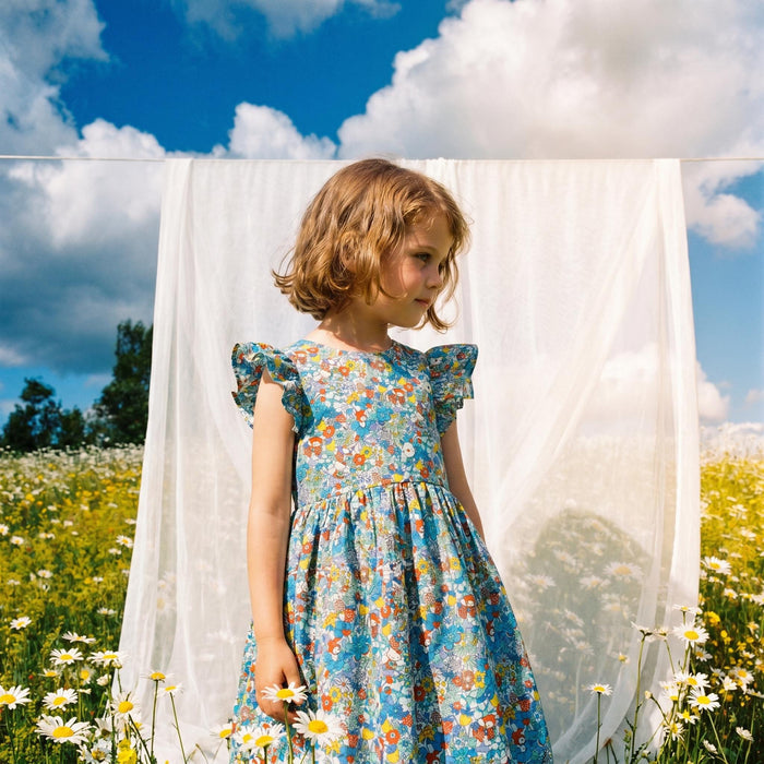 Liberty London Sleeveless Sundress, Handmade Cotton Botanical Dress, Personalised Sustainable Clothing, Customised Tailoring Children-wear