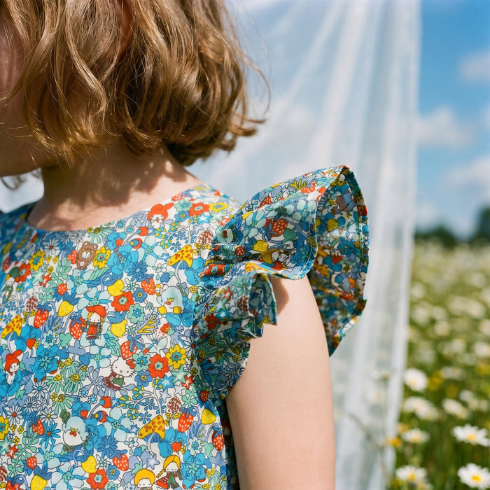Liberty London Sleeveless Sundress, Handmade Cotton Botanical Dress, Personalised Sustainable Clothing, Customised Tailoring Children-wear