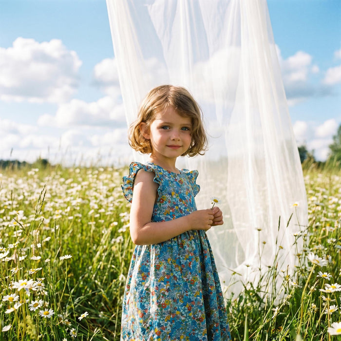 Liberty London Sleeveless Sundress, Handmade Cotton Botanical Dress, Personalised Sustainable Clothing, Customised Tailoring Children-wear
