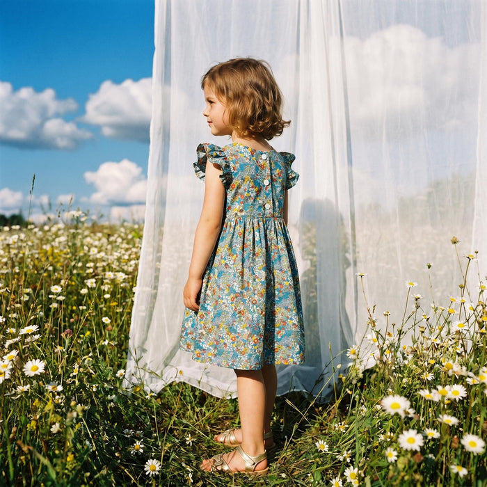 Liberty London Sleeveless Sundress, Handmade Cotton Botanical Dress, Personalised Sustainable Clothing, Customised Tailoring Children-wear