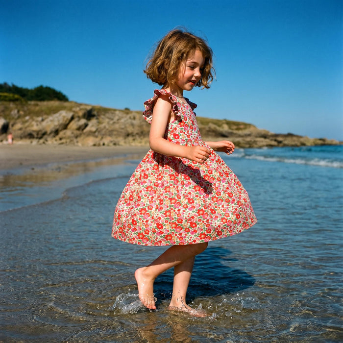 Liberty London Sleeveless Sundress, Handmade Cotton Sustainable Clothing, Personalised Children-wear, Botanical Open Back Dress