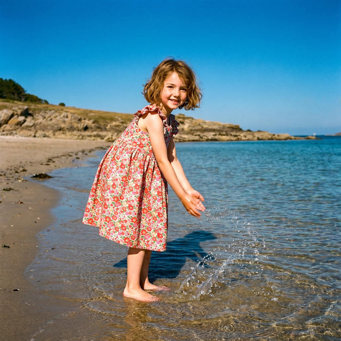 Liberty London Sleeveless Sundress, Handmade Cotton Sustainable Clothing, Personalised Children-wear, Botanical Open Back Dress