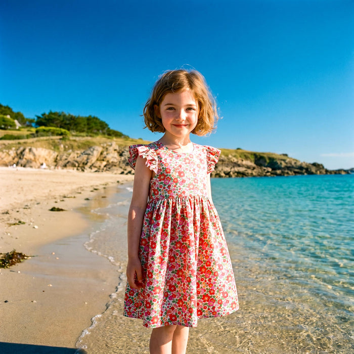 Liberty London Sleeveless Sundress, Handmade Cotton Sustainable Clothing, Personalised Children-wear, Botanical Open Back Dress