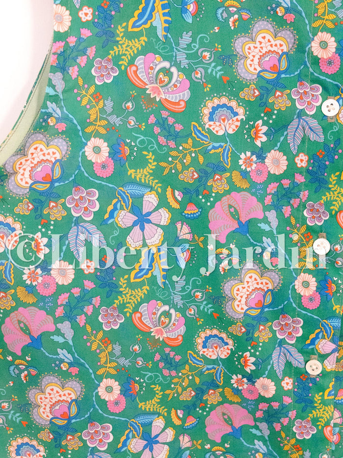 Liberty London Sleeveless Top, Handmade Button Up Blouse, Botanical Cotton Shirt, Personalised Bespoke Tailoring Clothing, Sustainable Wear