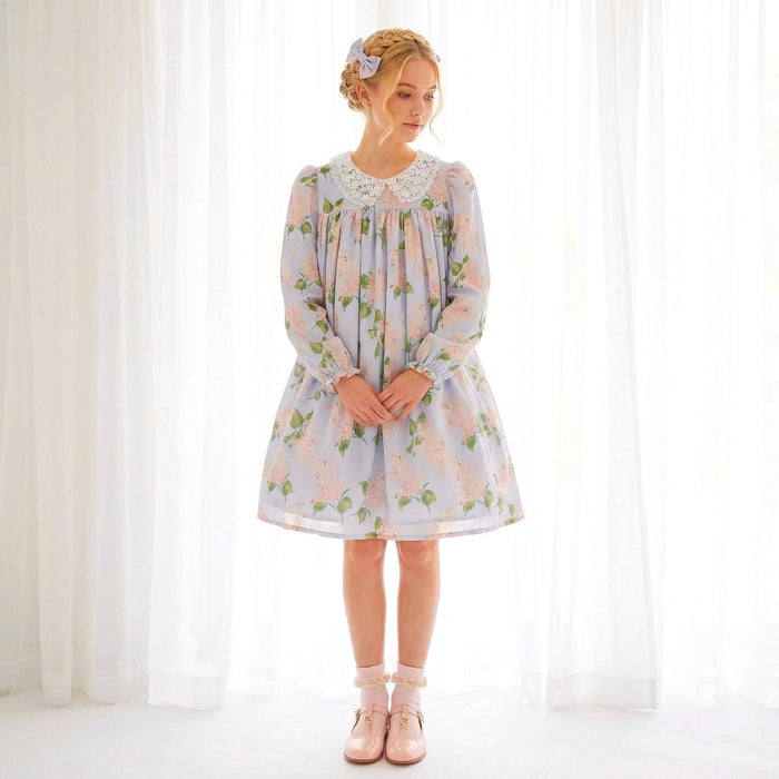 Liberty London Smock Dress, Floral-Print Peter-Pan Collared Handmade Children-wear, Sustainable Cotton Clothing, Long-sleeved Dress
