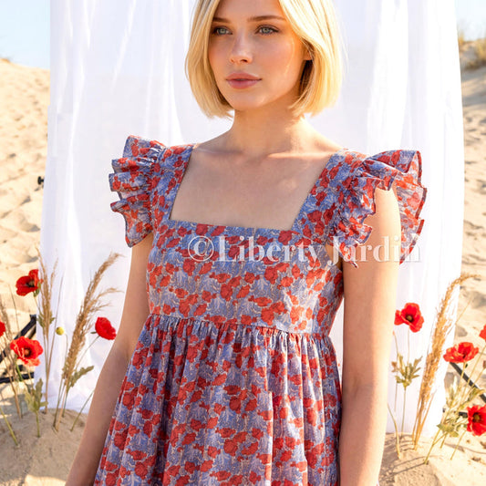 Liberty London Smock Dress, Handmade Botanical Sundress, Personalised Womenswear, Sleeveless Cottagecore, Customised Tailoring Clothing