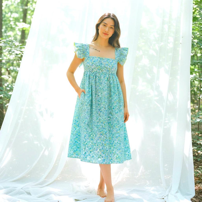 Liberty London Smock Milkmaid Sun Dress, Handmade Floral Cocktail Dress, Sustainable Eco-friendly Slow-Fashioned Clothing