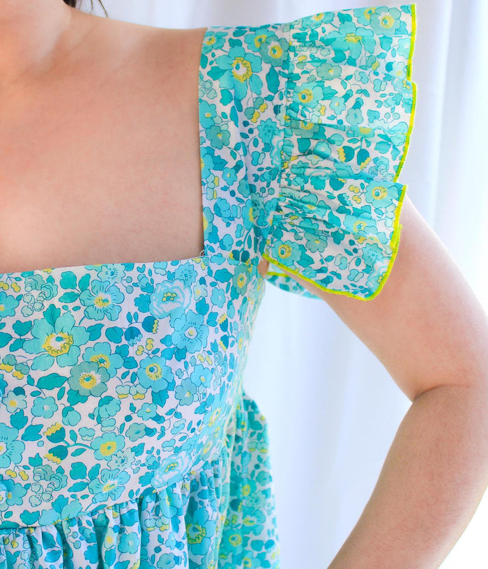 Liberty London Smock Milkmaid Sun Dress, Handmade Floral Cocktail Dress, Sustainable Eco-friendly Slow-Fashioned Clothing