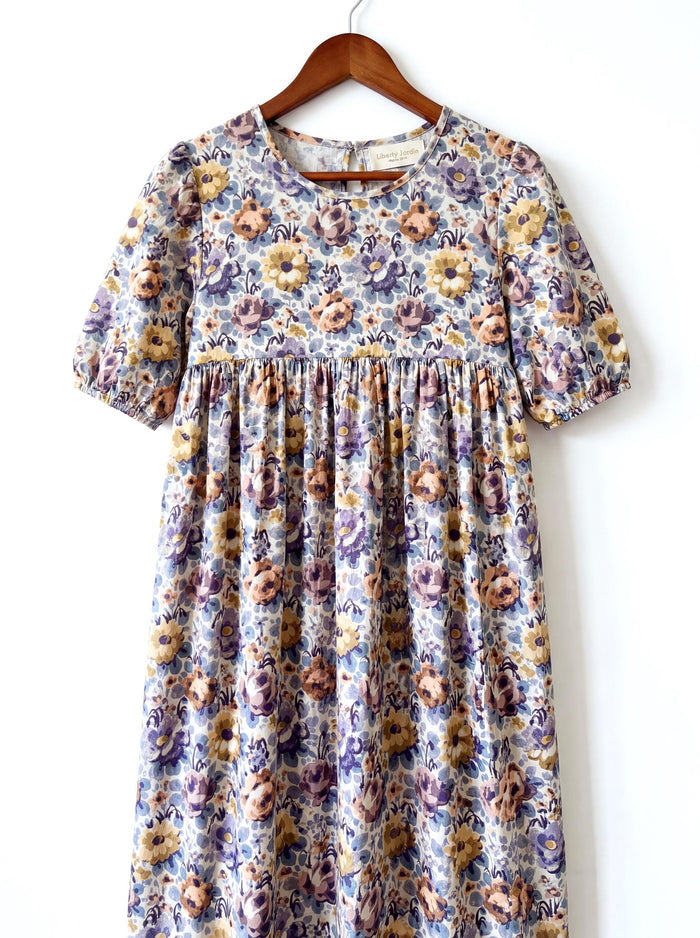 Liberty London Smock Puffed Short-sleeved Dress, Handmade Botanical Clothing, Personalised Sustainable Womenswear, Tailoring Outfits
