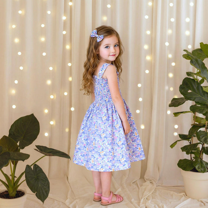 Liberty London Smock Shirred Sun-Dress, Floral-print Handmade Children-wear, Sustainable Ethical-Clothing, Personalised Flower Girl Outfit