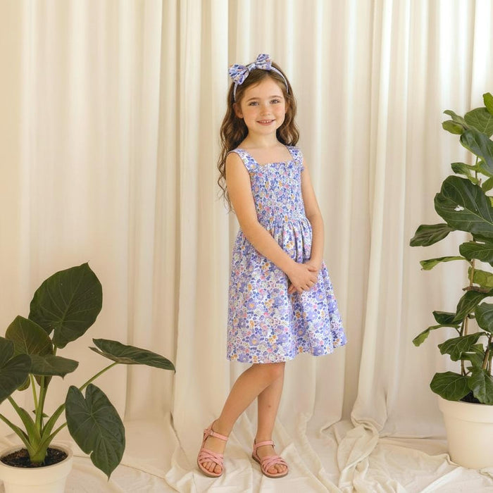 Liberty London Smock Shirred Sun-Dress, Floral-print Handmade Children-wear, Sustainable Ethical-Clothing, Personalised Flower Girl Outfit