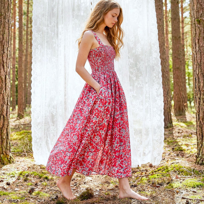 Liberty London Smock Shirred Sundress, Handmade Cotton Womenswear, Botanical Sustainable Clothing, Personalised Tailoring Outfits