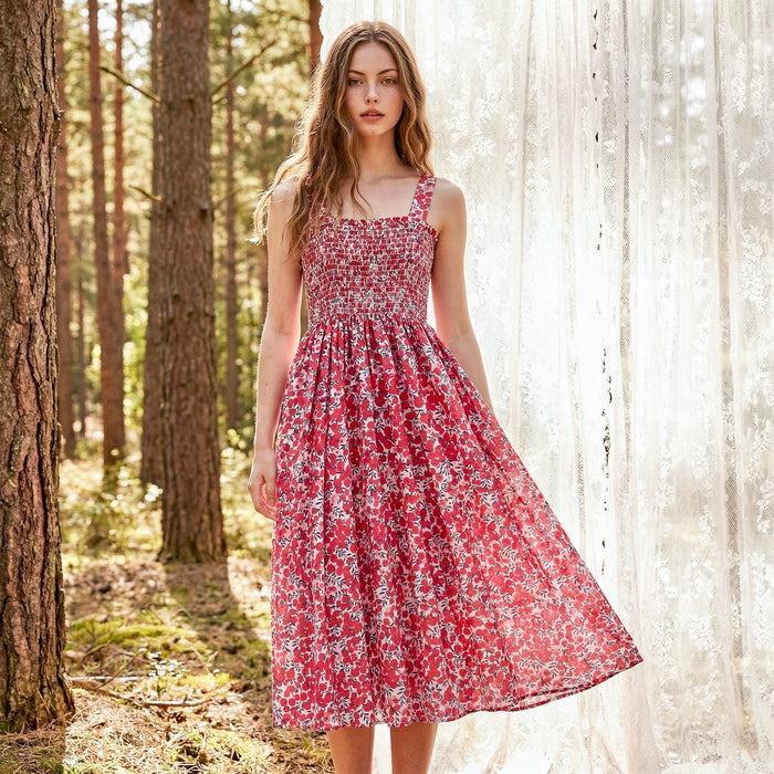 Liberty London Smock Shirred Sundress, Handmade Cotton Womenswear, Botanical Sustainable Clothing, Personalised Tailoring Outfits