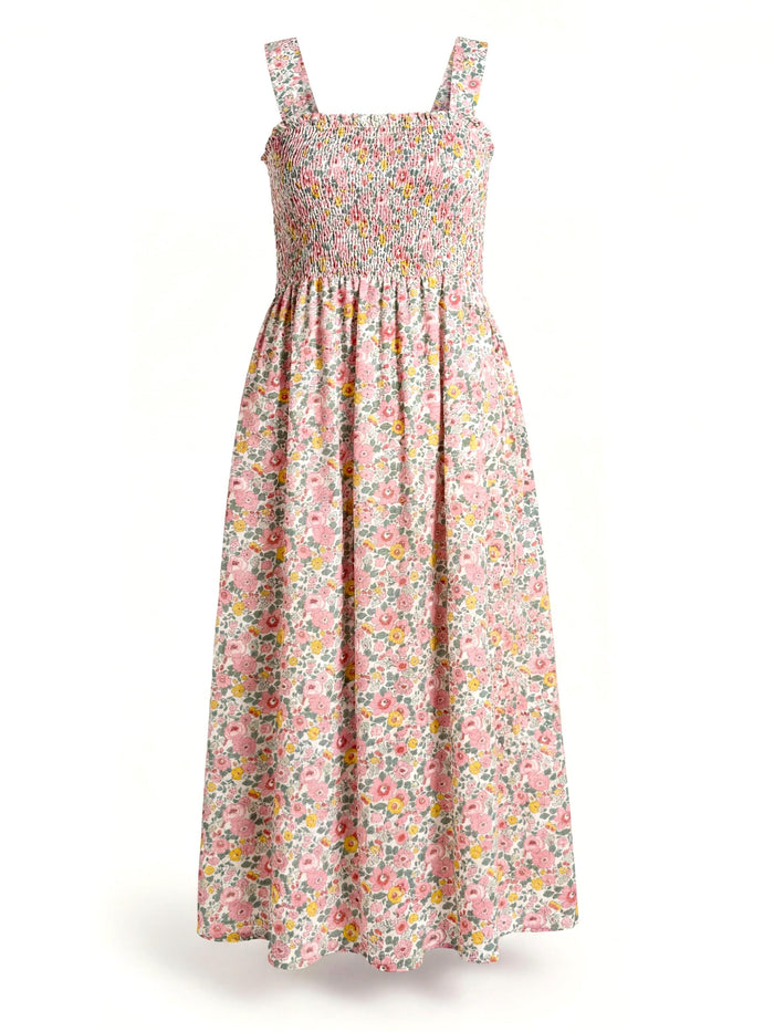 Liberty London Smock Shirred Sundress, Handmade Cotton Womenswear, Botanical Sustainable Clothing, Personalised Tailoring Outfits