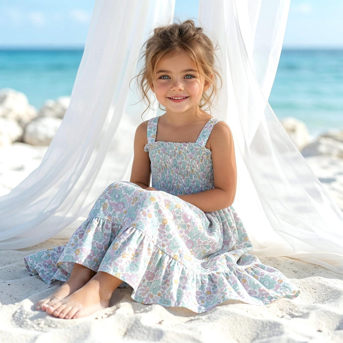 Liberty London Smock Shirred Sundress, Personalised Handmade Cotton Clothing, Customised Sustainable Children-wear, Botanical Dress