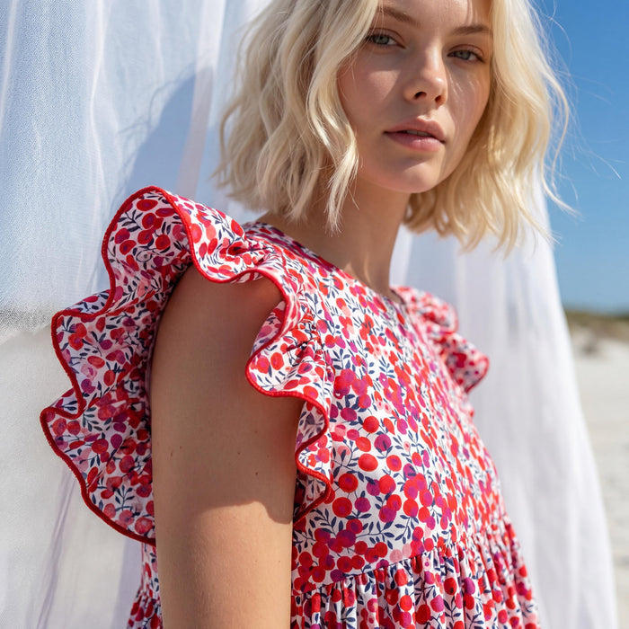 Liberty London Smock Sleeveless Sundress, Handmade Sustainable Womenswear, Personalised Cotton Botanical Clothing, Tailoring Dress