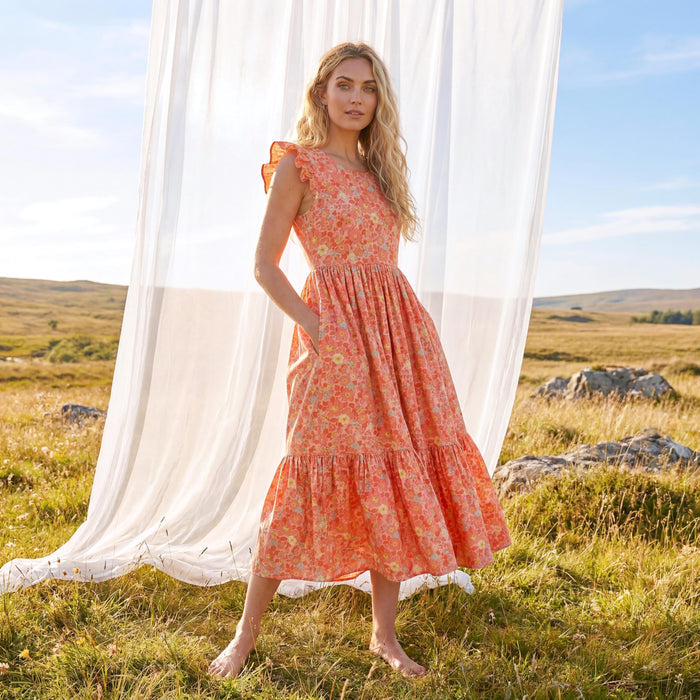 Liberty London Smock Sleeveless Sundress, Handmade Sustainable Womenswear, Personalised Cotton Botanical Clothing, Tailoring Dress
