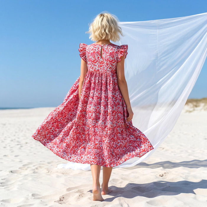 Liberty London Smock Sleeveless Sundress, Handmade Sustainable Womenswear, Personalised Cotton Botanical Clothing, Tailoring Dress