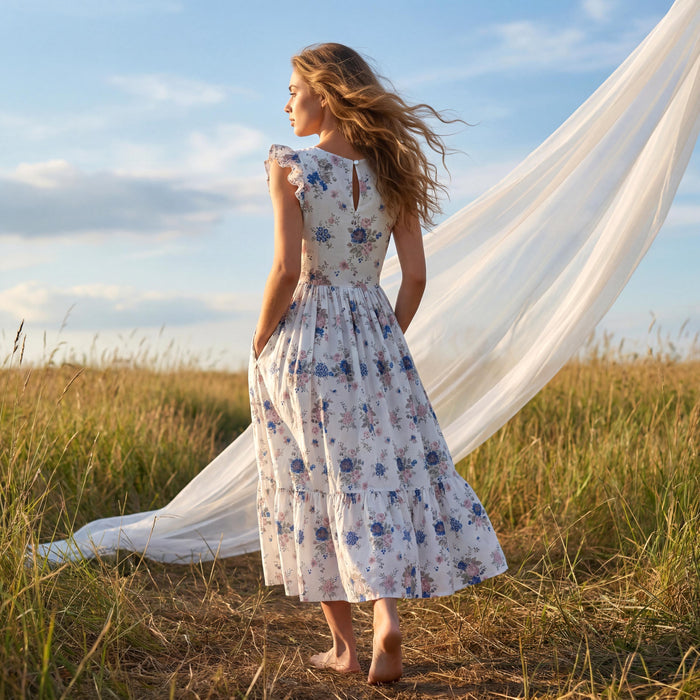Liberty London Smock Sleeveless Sundress, Handmade Sustainable Womenswear, Personalised Cotton Botanical Clothing, Tailoring Dress