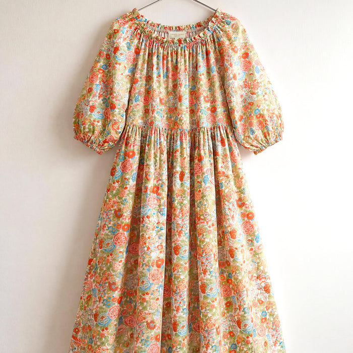 Liberty London Smock Three-quarter Bishop Sleeves Boho Dress, Handmade Personalised Botanical Clothing, Sustainable Womenswear