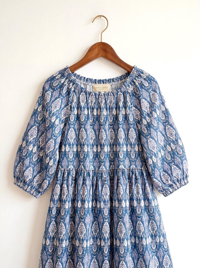 Liberty London Smock Three-quarter Bishop Sleeves Boho Dress, Handmade Personalised Botanical Clothing, Sustainable Womenswear