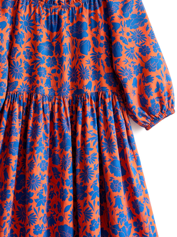 Liberty London Three-quarter Bishop Sleeves Boho Dress, Handmade Personalised Botanical Clothing, Sustainable Cotton Womenswear