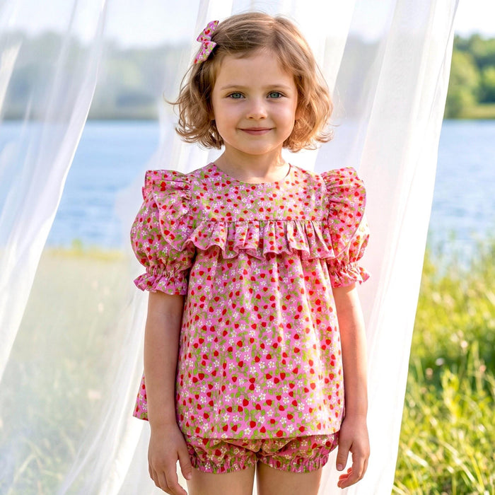 Liberty London Top Bloomer, Handmade Sustainable Children Cotton Clothing, Short-sleeved Smock Blouse, Customisable Shorts