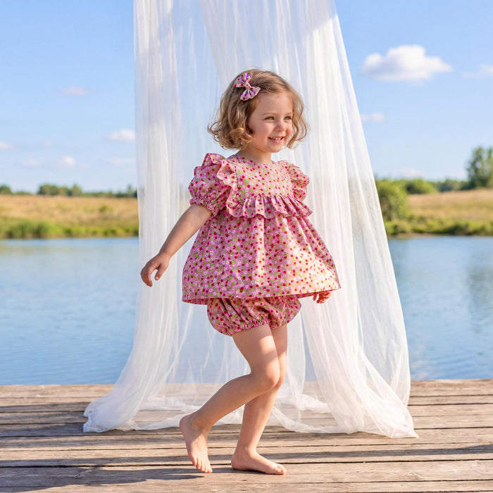 Liberty London Top Bloomer, Handmade Sustainable Children Cotton Clothing, Short-sleeved Smock Blouse, Customisable Shorts