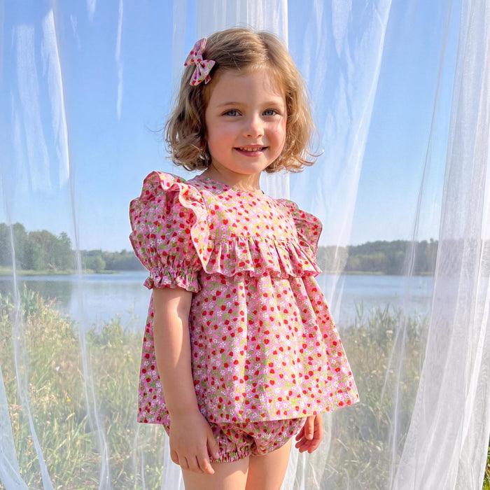 Liberty London Top Bloomer, Handmade Sustainable Children Cotton Clothing, Short-sleeved Smock Blouse, Customisable Shorts