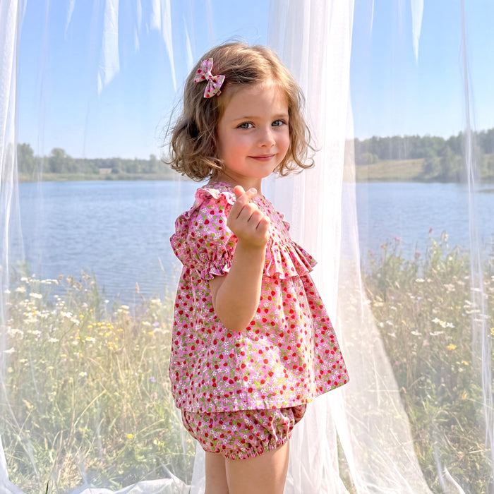 Liberty London Top Bloomer, Handmade Sustainable Children Cotton Clothing, Short-sleeved Smock Blouse, Customisable Shorts