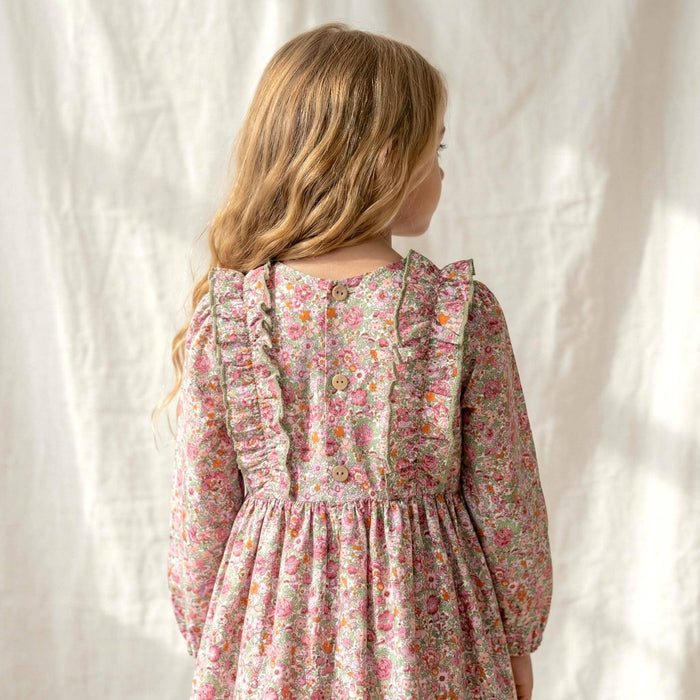 Liberty London Wedding Flower Girl Dress, Handmade Heirloom Children Clothing, Sustainable Tailoring Floral-Print Outfits