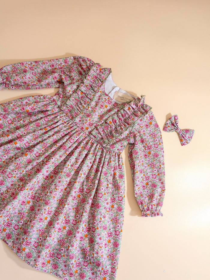 Liberty London Wedding Flower Girl Dress, Handmade Heirloom Children Clothing, Sustainable Tailoring Floral-Print Outfits