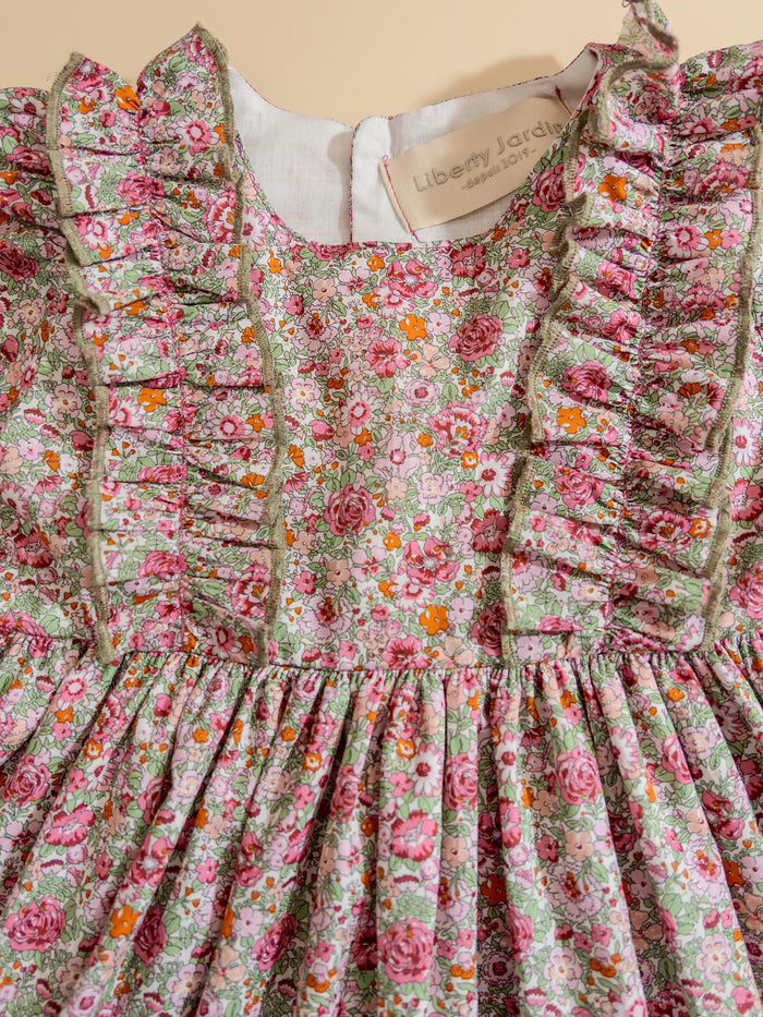 Liberty London Wedding Flower Girl Dress, Handmade Heirloom Children Clothing, Sustainable Tailoring Floral-Print Outfits