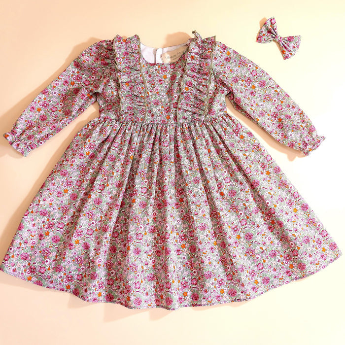 Liberty London Wedding Flower Girl Dress, Handmade Heirloom Children Clothing, Sustainable Tailoring Floral-Print Outfits