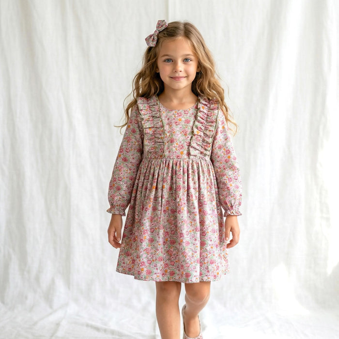 Liberty London Wedding Flower Girl Dress, Handmade Heirloom Children Clothing, Sustainable Tailoring Floral-Print Outfits